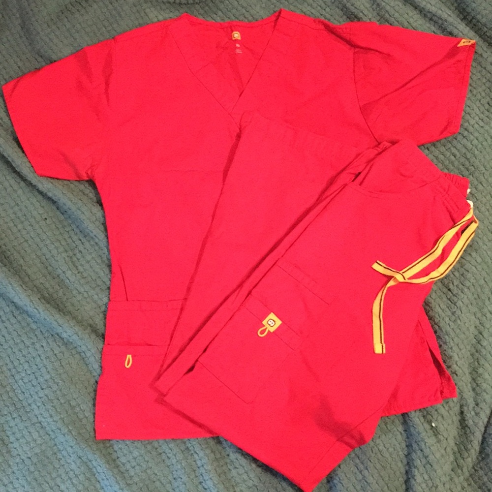 Red scrubs